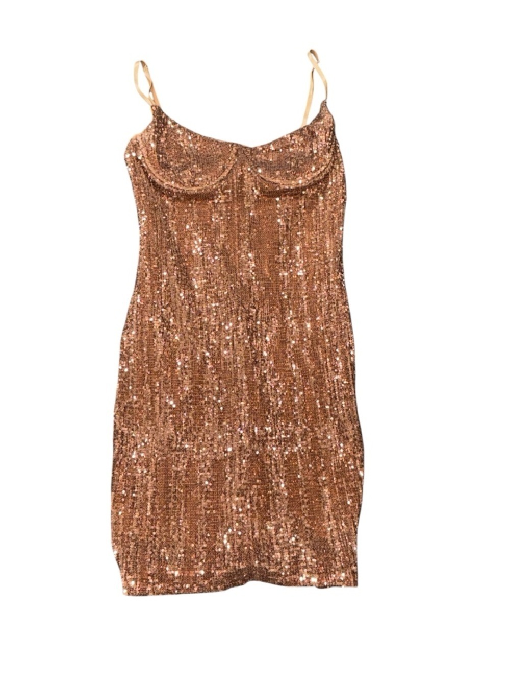Celebrity by Hera Collection Women’s Sequin Slip Dress in Rose Gold Size M